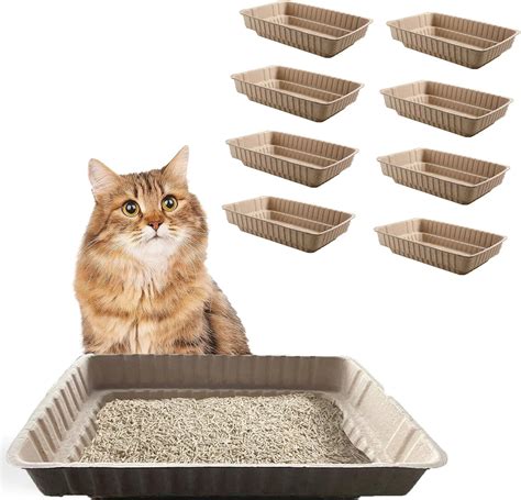 Amazon.com: tonchean 8 Pack Cat Travel Litter Box | Disposable Litter ...