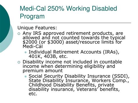 Image result for Working Disabled Program Chart