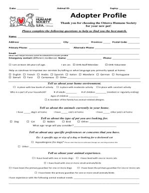 Fillable Online ottawahumane.cawp-contentuploadsDate: Animal ID: Expiry ...