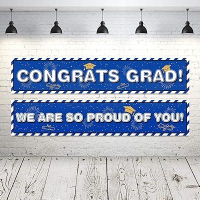 Buy Whaline 2 Pack Congrats Grad Banner Graduation Hanging Banners ...
