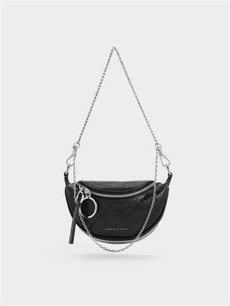 Noir Philomena Half-Moon Crossbody Bag - CHARLES & KEITH IN