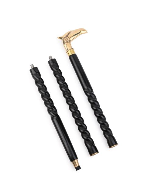 Shisham wood crafted brass eagle head handle walking stick / cane - Ea