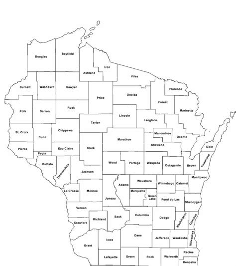 Wisconsin County Map Printable
