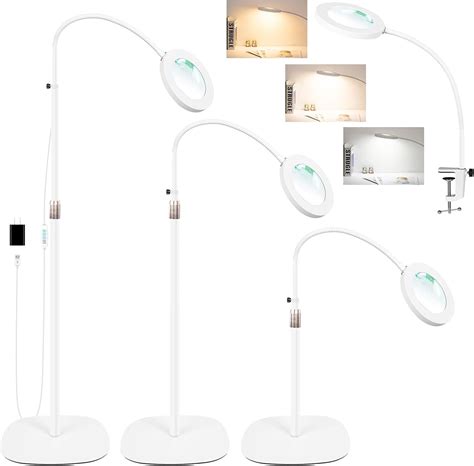 NUEYiO 12X Magnifying Glass with Light and Stand, 3-Color Stepless ...