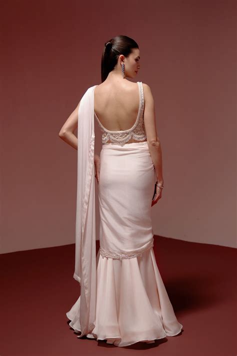 J by Jannat - Blush Pink Drape Saree - Elahe