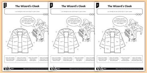 Recognising Place Value Wizard's Cloak Differentiated Worksheet