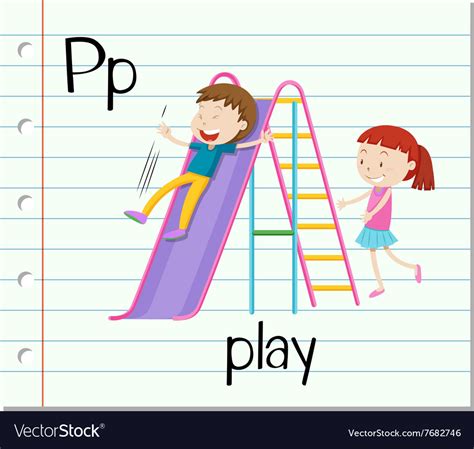 Flashcard letter p is for play Royalty Free Vector Image