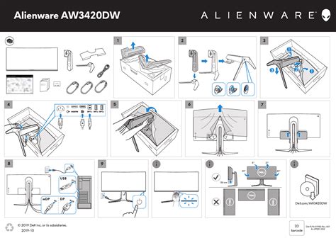 Alienware AW3420DW Monitor Quick Start Guide - Setup and Installation