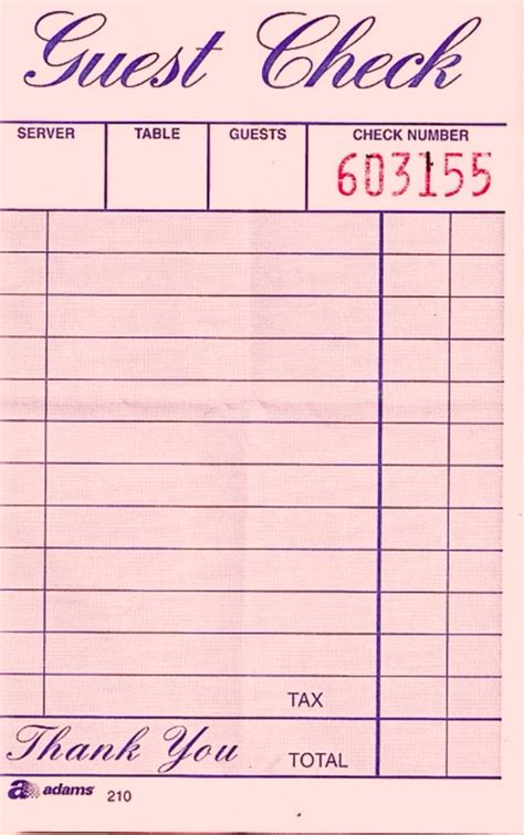 Best 13 Guest Checks For Restaurants – 11 Free PDF Printables – Artofit