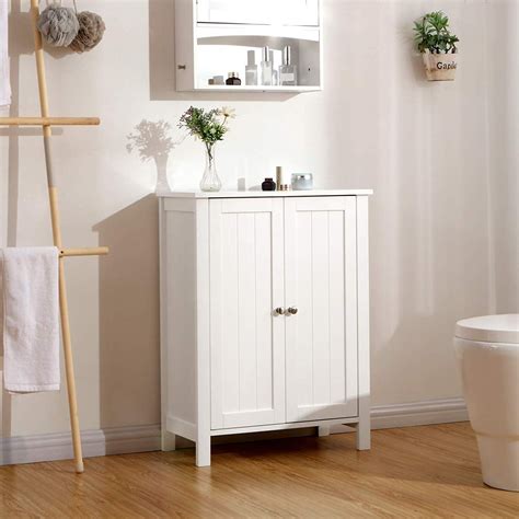 UBesGoo 2 doors and 3 layer Bathroom Floor Cabinet,Free Standing Side ...