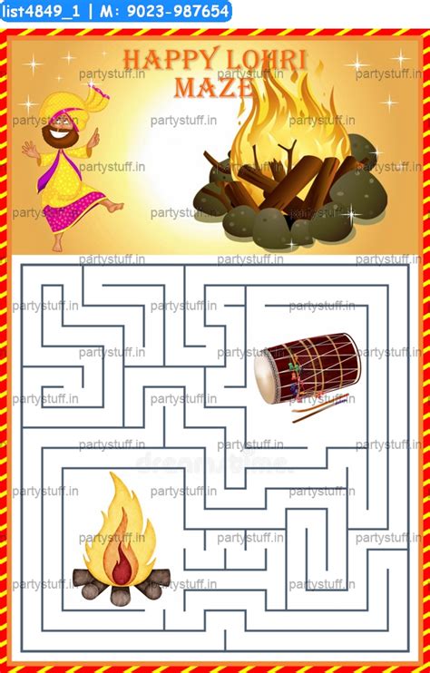 Lohri Maze Paper Games in Lohri theme - Designs - PartyStuff