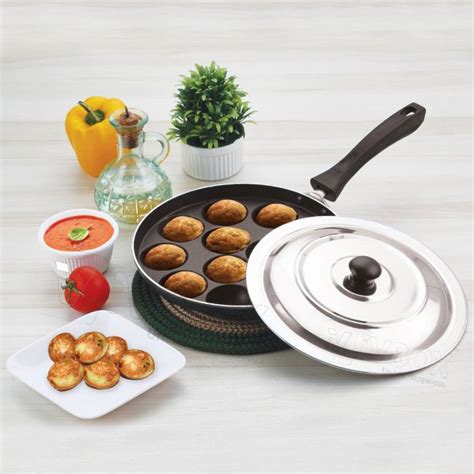 iVBOX Single Handle Non-Stick 12 Cavity Appam Pan, Paddu Patra ...