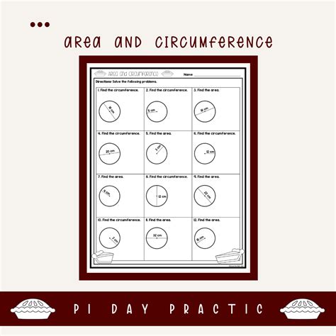 Area and Circumference Pi Day Practice - Classful