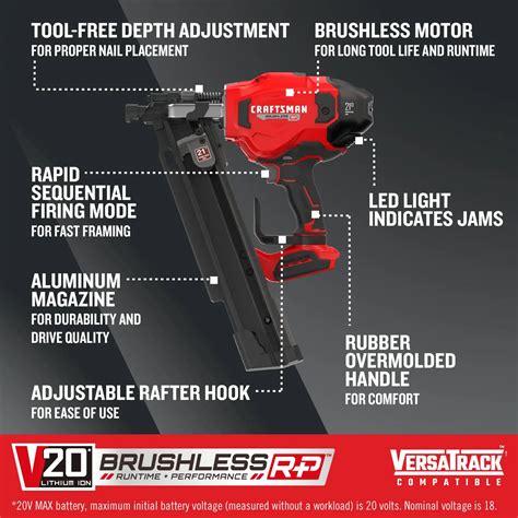 CRAFTSMAN V20* BRUSHLESS RP™ Cordless 21° Framing Nailer (Tool Only)