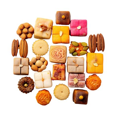 Group Of Indian Assorted Sweets Or Mithai With Diya, Diwali Snacks Or ...