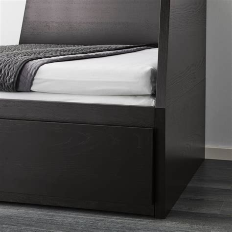 FLEKKE day-bed w 2 drawers/2 mattresses, black-brown/Åfjäll medium firm ...