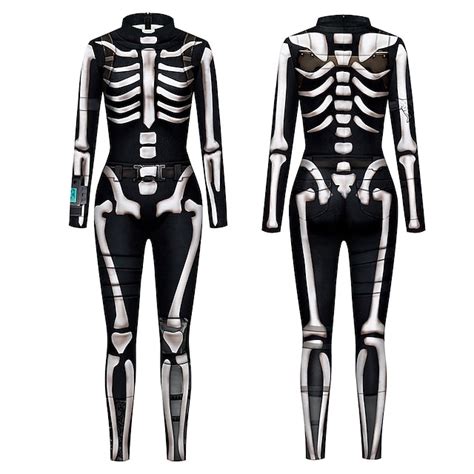 Full Body Suit Skeleton Skull Carnival Cosplay Costume Party Costume ...