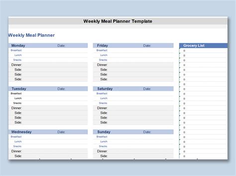 Meal Plan Excel Template