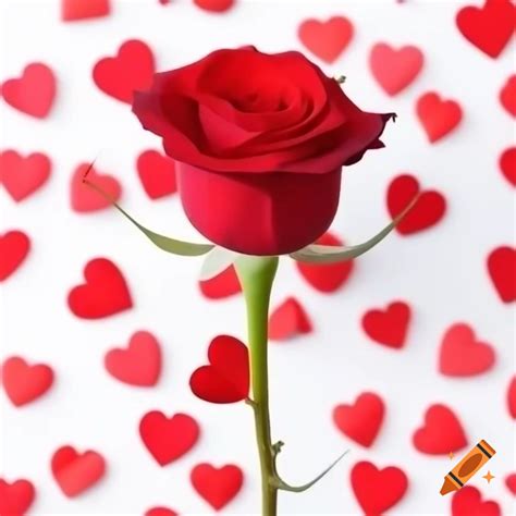 Red rose on white background for Valentine's Day on Craiyon