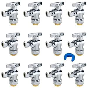 SUNGATOR 12-Pack Angle Stop Valve, Angle Water Shut Off Valve 1/2 x 3/8 ...