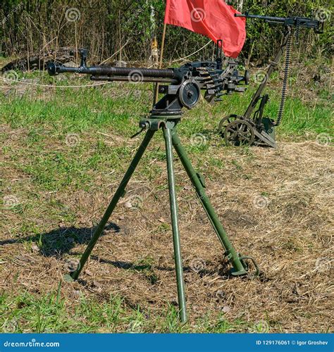 Heavy Machine Gun DShK on Tripod. Stock Image - Image of polezhaevsky ...