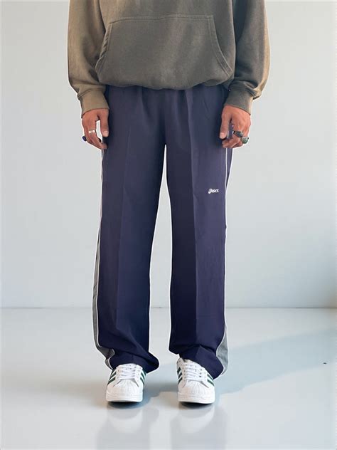 Premium straight-fit track pants for a clean, modern look(blue with wh ...