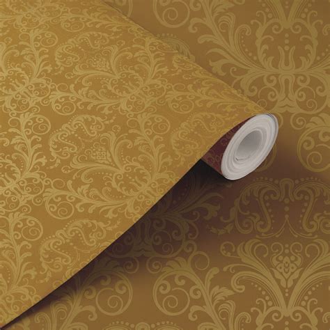 Golden Elegance Dark Yellow Damask Wallpaper Roll - Magicdecor®