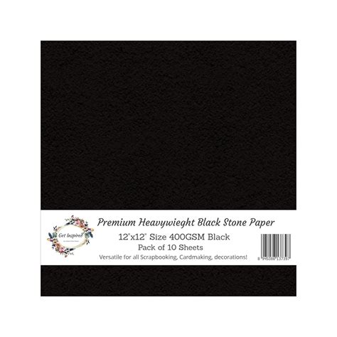 Premium Heavywieght Black Stone Paper 12"x12" 10/Pkg by Get Inspired ...