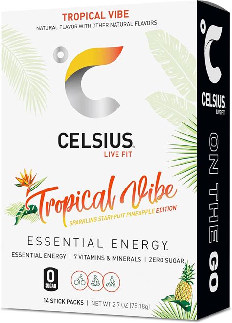 Amazon.com: CELSIUS® On-The-Go Powder Sticks Tropical Vibe, Essential ...