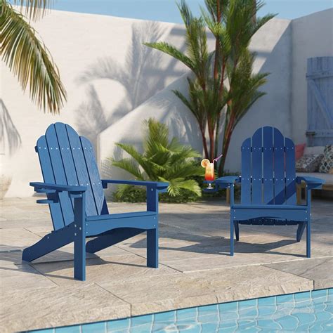 Modern Adirondack Chair Set of 4, Brown Poly with Cup Holder, Weather ...