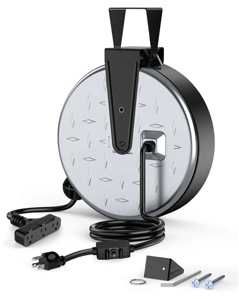 DEWENWILS Metal Extension Cord Reel,30FT Retractable Extension Cord ...