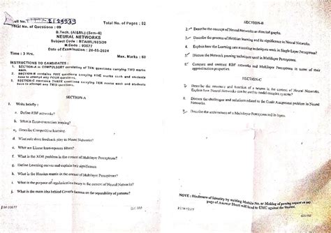 6TH SEM PTU Final Exam Questions on AI & ML - 2024 - Studocu
