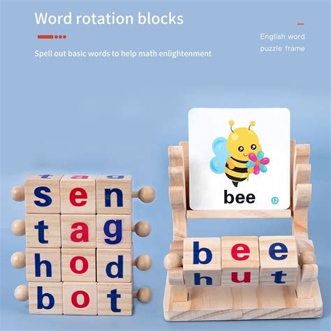 Wooden Reading Blocks Word Cognitive Pairin - MyLittleTales