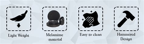 Market 99 Black Melamine Dinner Set of 18 Pcs - 6 Full, 6 Quarter ...
