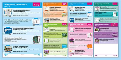 Weekly Learning Activities Pack Week 2 Age 9-10 - Twinkl
