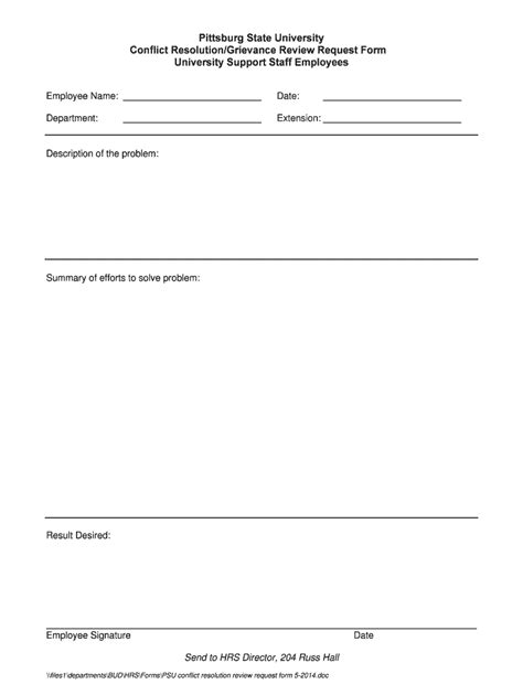 Fillable Online PSU conflict resolution review request form 5-2014.doc ...