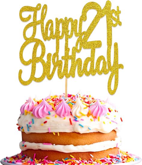 Amazon.com: Happy 21th Birthday Cake Topper, Happy 21th Birthday Cake ...