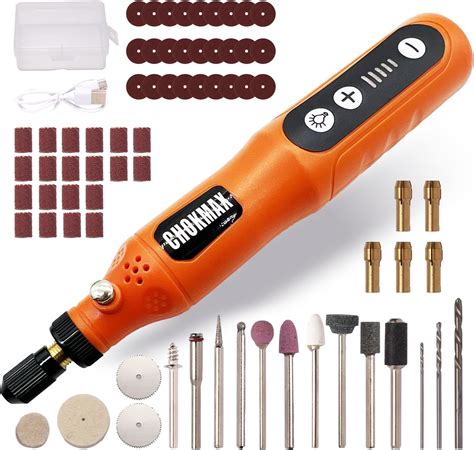 CHOKMAX Mini Cordless Rotary Tool, 5-Speed Grinder Kit with 72 Accessories and Front LED Light ...