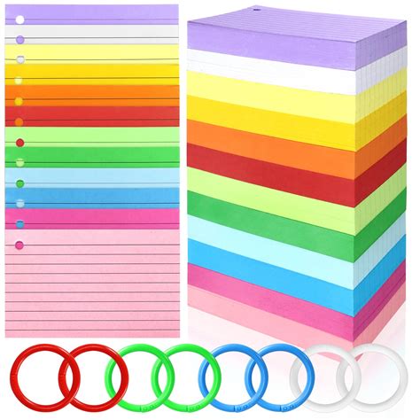Snapklik.com : Tecmisse Colorful Index Cards Bulk, 1200 Sheets Flash Cards