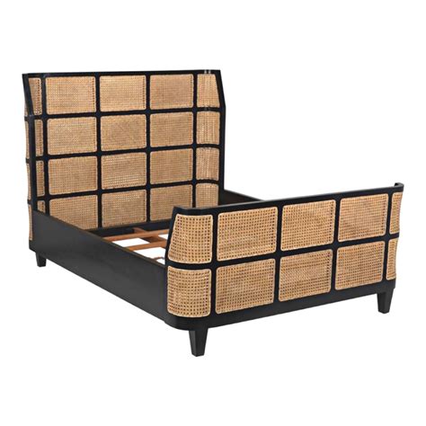 Nismaaya Fay Teak Wood & Rattan Bed Black – Nismaaya Decor