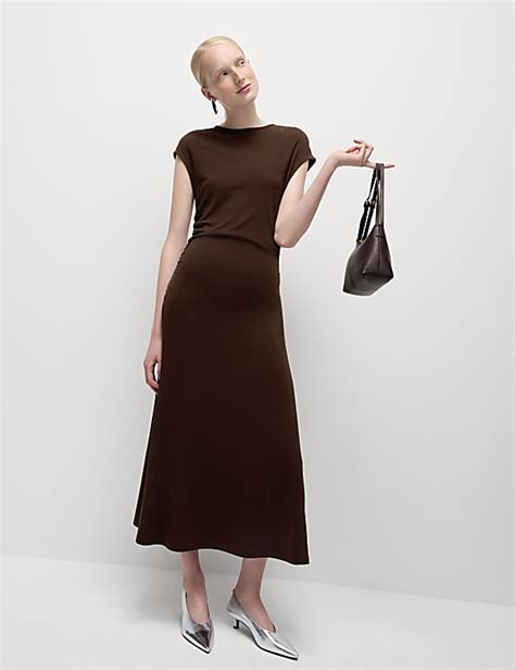 Buy Round Neck Ruched Midaxi Column Dress at Marks & Spencer
