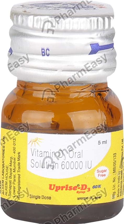 Uprise D3 60000 IU/5ML Syrup (5): Uses, Side Effects, Price & Dosage ...