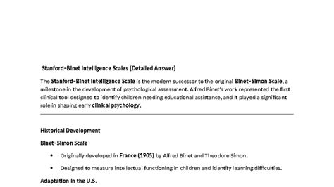 Module 4 CPA - Clinical Psychology: Intelligence Scales Overview - Studocu