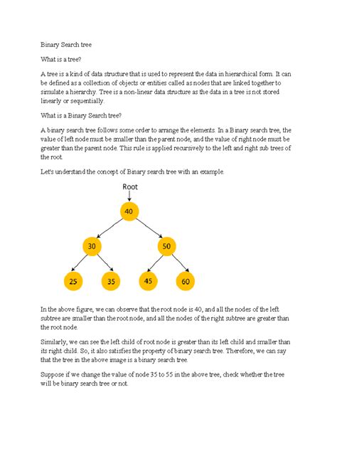 Binary Search tree - notes - Binary Search tree What is a tree? A tree ...
