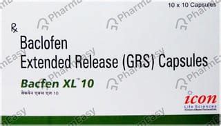 Bacfen Xl 10 MG Capsule (10): Uses, Side Effects, Price & Dosage ...