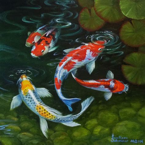Wallpapers Koi Fish Painting Original oil painting 9 koi fish Painting ...