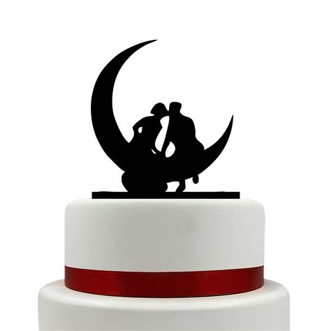 Buy Cute Couple with Moon Name Letter Wedding Acrylic Cake Topper ...