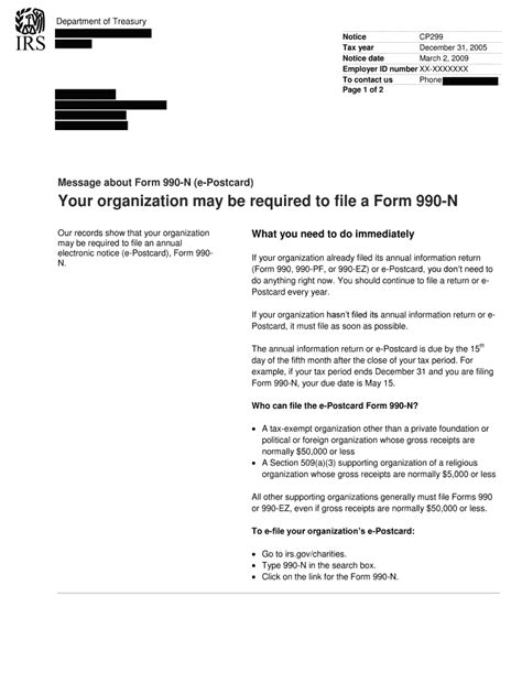 IRS Notice CP299 for Form 990-N - Blank Fillable Template | Fill Out ...