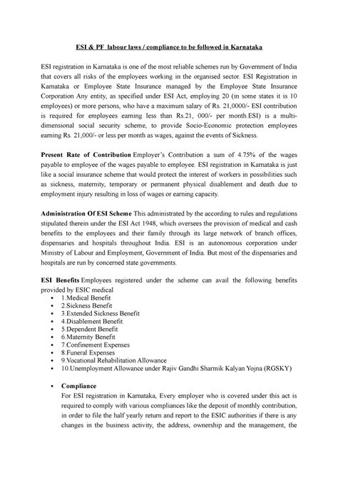 ESI registration in Karnataka is one of the most reliable schemes run ...