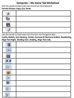 Image result for Class 7th Computer MS Home Tab Worksheet